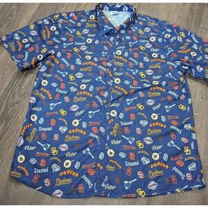 SD Padres Shirt BDA Southwest Airlines Men's Medium All Over Print Logo ML (463)